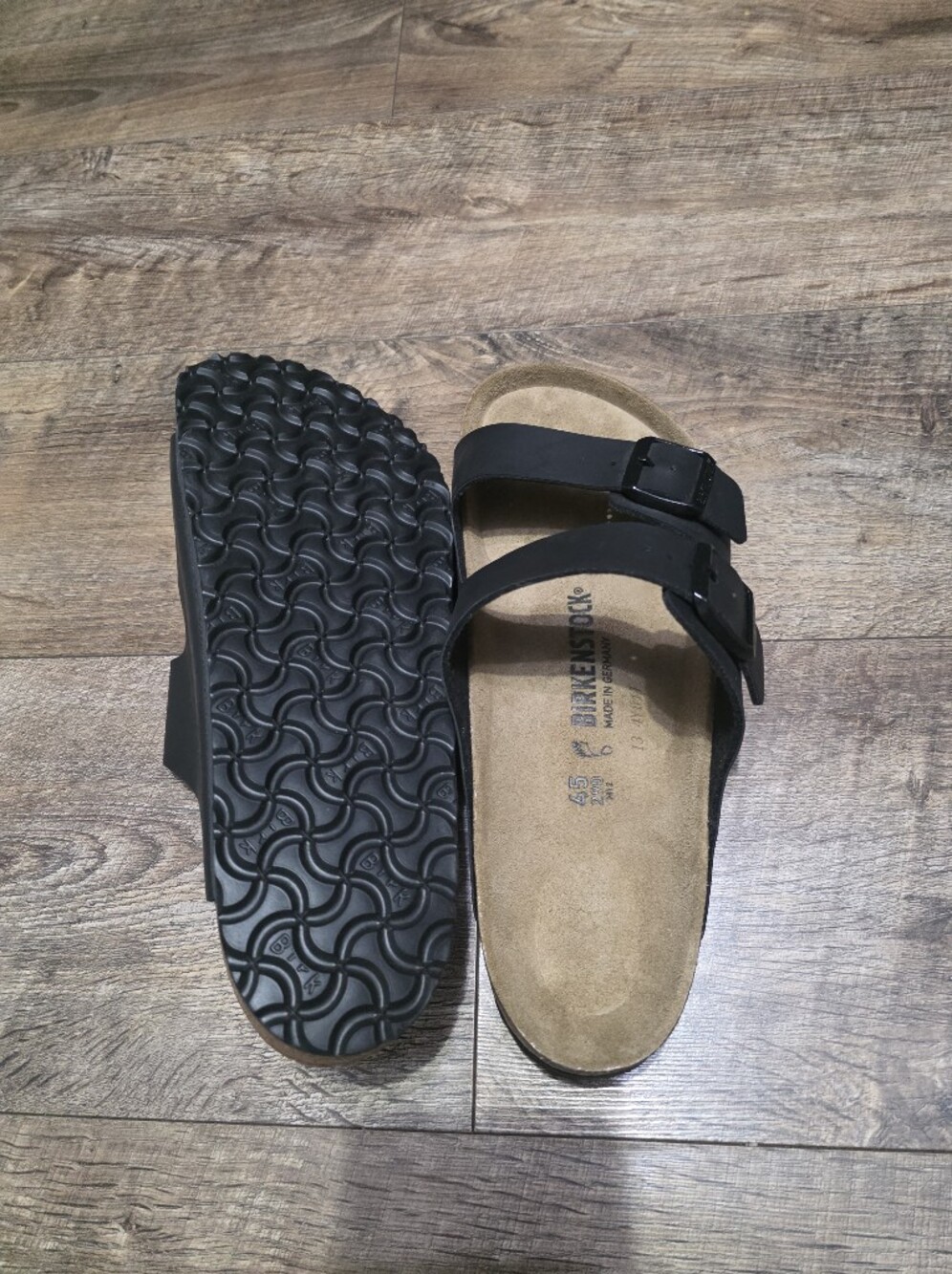 Birkenstock Black Two-Buckle Sandals with Suede Footbed Men Size 12 - Picture 9 of 12